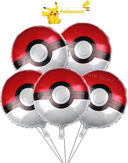 DUODUOBAO 5er Set Poke Ball Aluminiumfolien-Ballons in Mehrfarbig für Kindergeburtstage und Partys - Bild 1