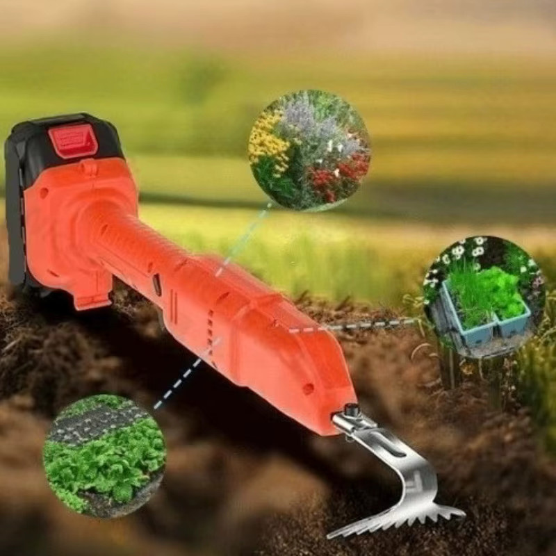 LISM Professionelle Mini Elektrische Hacke mit Akku, Tragbarer Handheld Rasenmäher in Orange - Bild 2