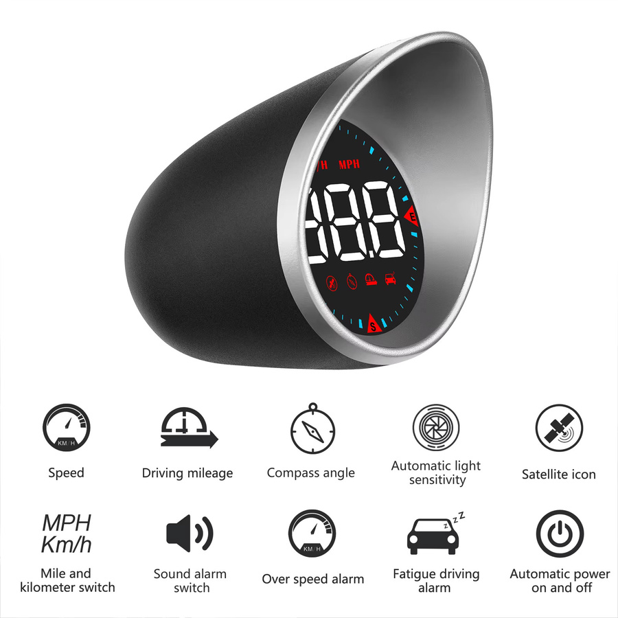 ZMFJH HUD G5 Head Up Display mit GPS, digitalem Tacho, Übergeschwindigkeit-Alarm und Kompass in Schwarz für alle Autos (MPH/KMH) - Bild 4