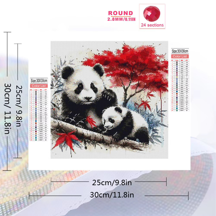 Momoart Diamantmalerei Panda-Tiermuster für Erwachsene als DIY-Stickerei Wandkunst in Multicolour - Bild 2