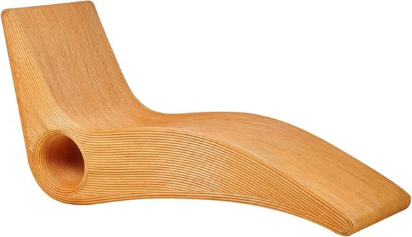 Beliani Gartenliege aus Polyrattan in Braun mit ergonomischer Form und Seitentisch, B/T/H: 186 x 68 x 95 cm