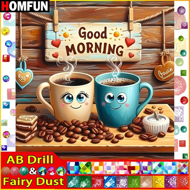 HOMFUN Fairy Dust Diamantgemälde Kaffeetasse Text DIY 5D Strass Stickerei Set - Bild 1