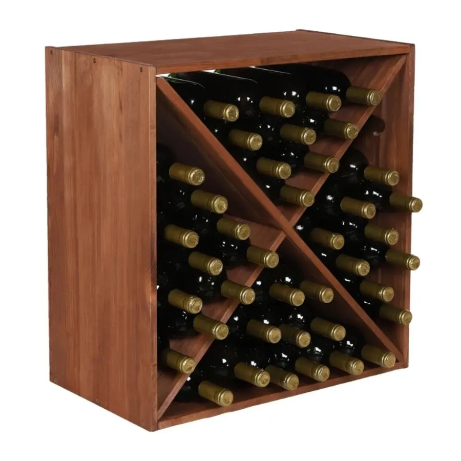 PROREGAL Modulares Weinregal Vincellar Mod aus massivem Kiefernholz, Braun Geölt, H x B x T: 60 x 60 x 30 cm - Bild 2
