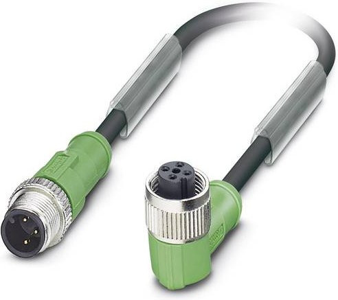 Phoenix Contact 1693209 Sensor-Aktor-Steckverbinder M12 konfektioniert, gerade Stecker und gewinkelte Buchse, 10,00 m, Polzahl, grau und grün - Bild 1
