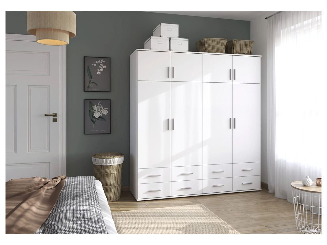 RAUCH BLUE Kemi Drehtürenschrank mit 8 Türen und integrierten Schubladen, Blau-Weiß Hochglanz, B/T/H: 181 x 53 x 194 cm - Bild 2