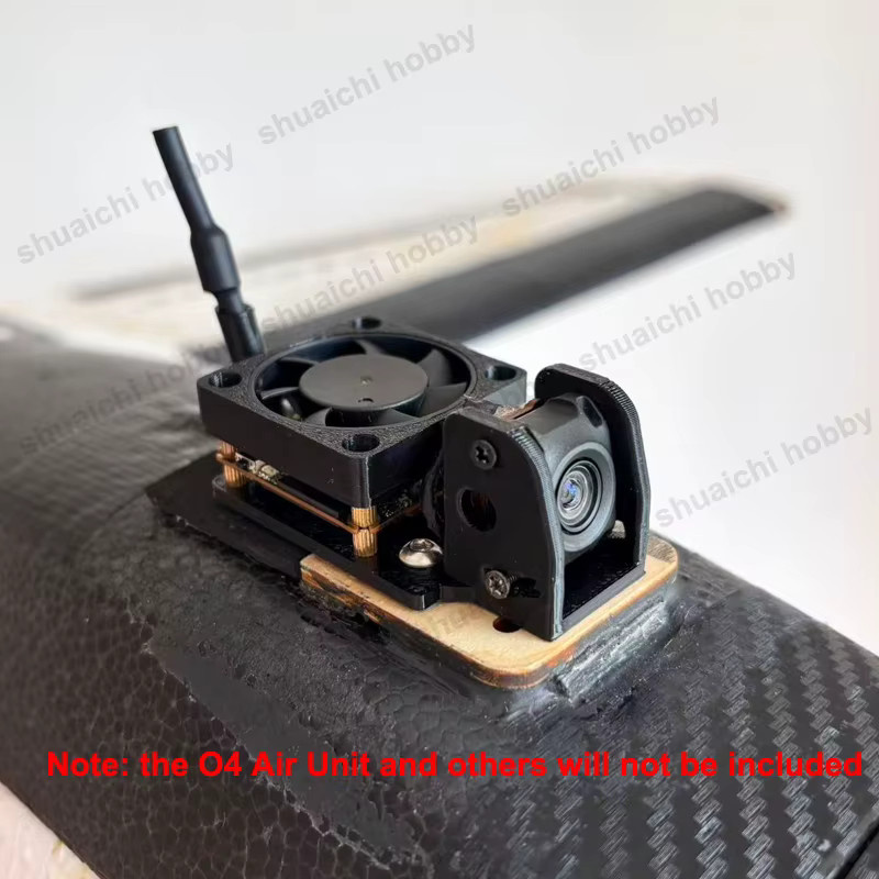 DJI O4 Air Unit Feste Montagehalterung mit Lüfter für FPV Drohnen und RC Autos, Schwarz - Bild 3