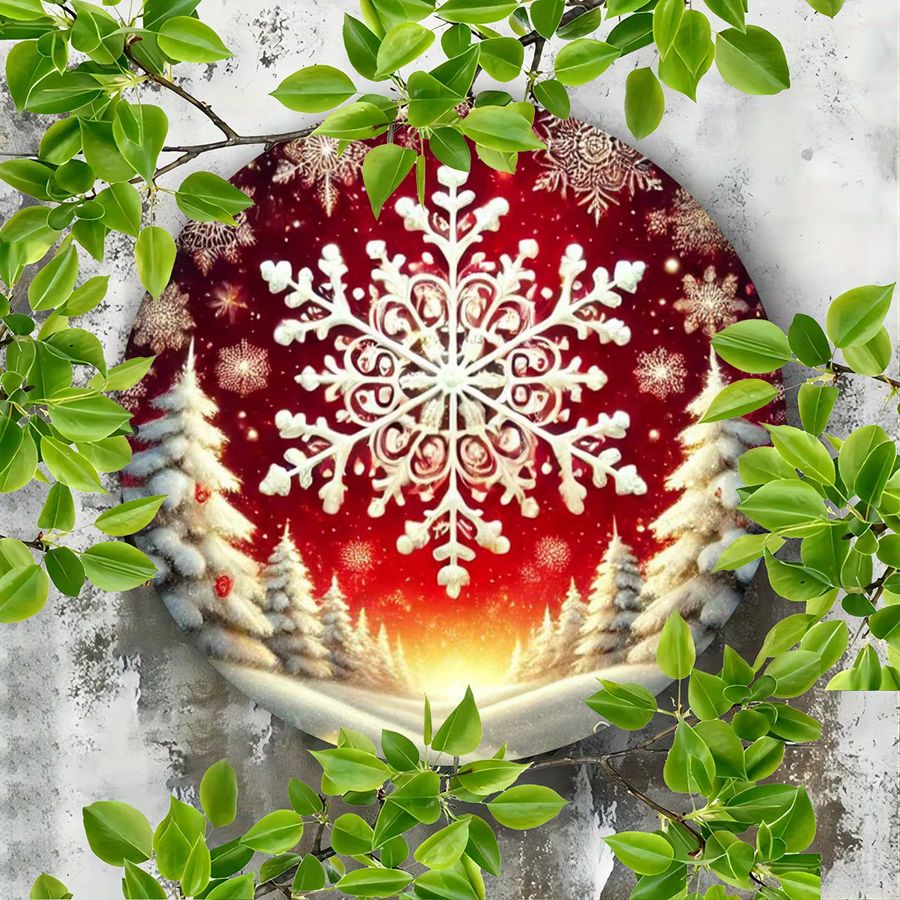 Potdemiel Weihnachts-Schneeflocken-Metallschild, rund, Wanddekoration Durchmesser: 20 cm - Bild 3