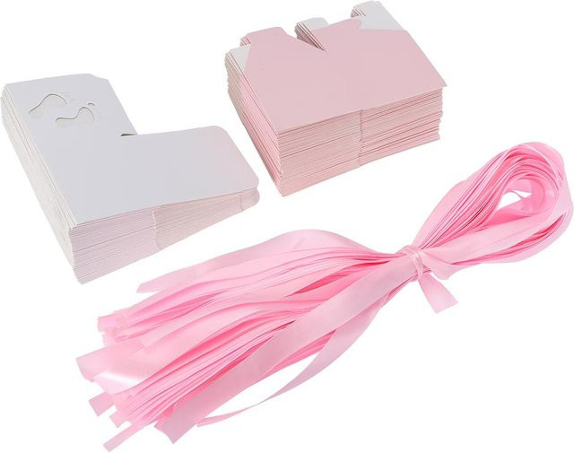 50 Stück CosyHome Süßigkeitenboxen mit Babyfußabdruck aus Papier in Rosa und Weiß für Babypartys und Hochzeiten - Bild 1