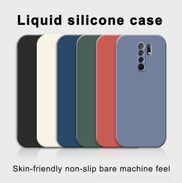 Xiaomi Flüssige Silikon-Handyhülle für Redmi 9 in Blau und Multicolour, Schutzhülle für 6,53 Zoll Display - Bild 1