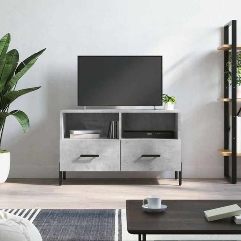 Vidaxl TV-Schrank in Grau im Industrial Design aus Holzwerkstoff und Metall, B/T/H: 80 x 36 x 50 cm - Bild 1