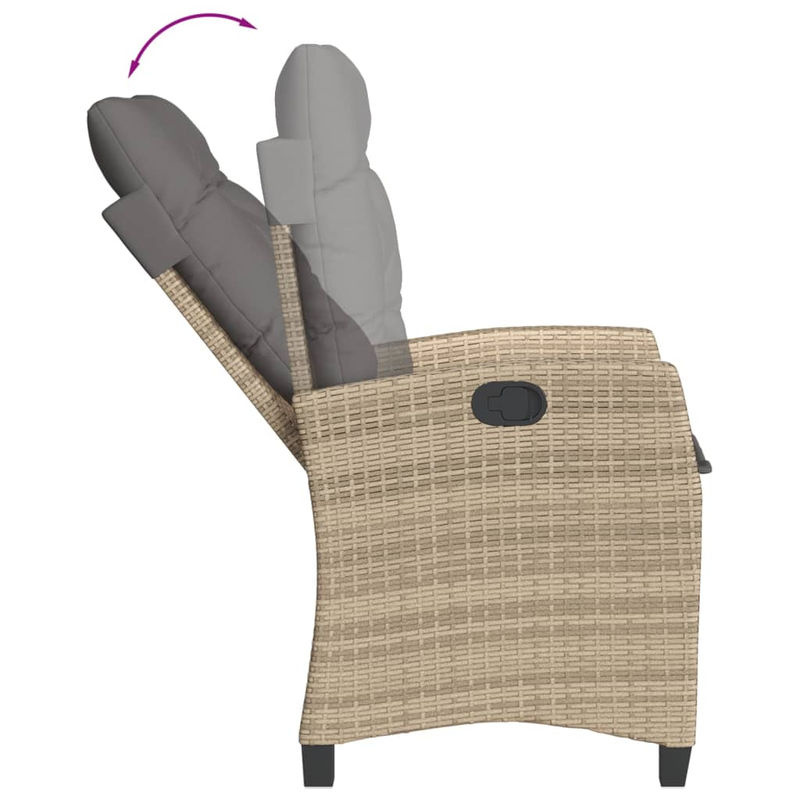 Vidaxl Gartenmöbel-Set aus Rattan mit Kissen und Glastisch in Beige - Bild 3