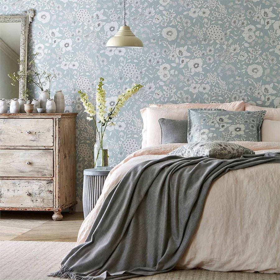 Sanderson Tapete Maelee Minéral Blau Botanisches Floral Vlies-Tapete - Bild 1