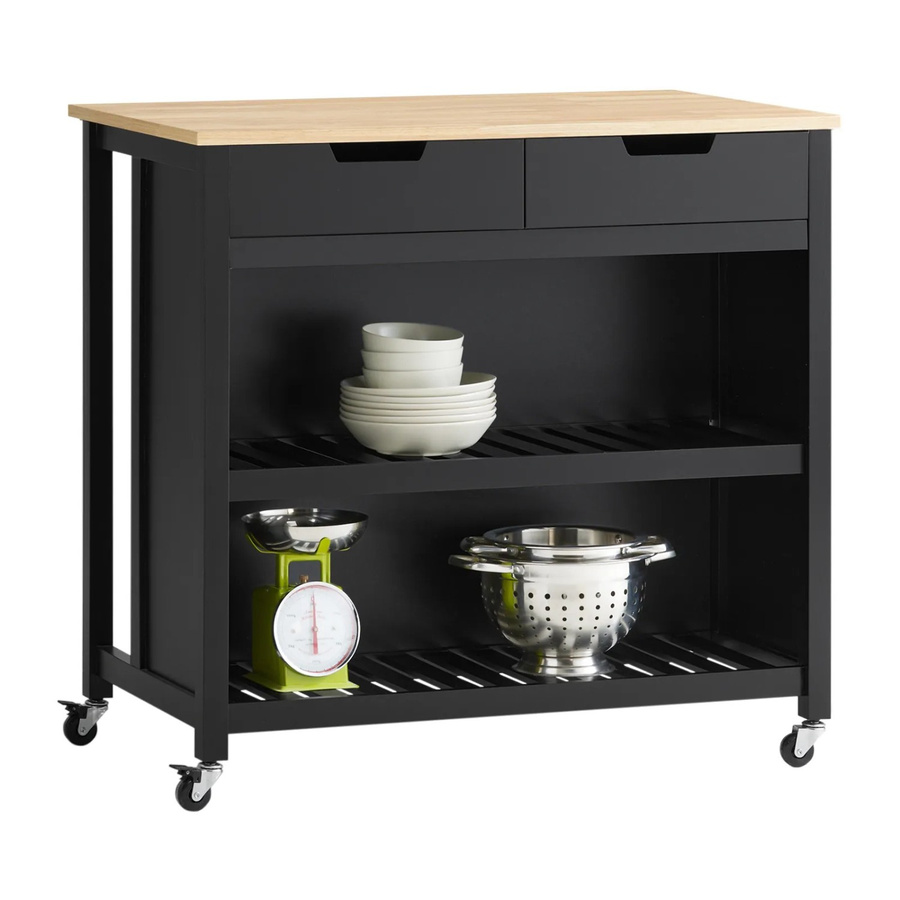 SoBuy Servierwagen mit 2 Ablagen in Schwarz, Küchenwagen und Küchenregal mit Rollen, B/T/H: 98 x 58 x 94 cm - Bild 2