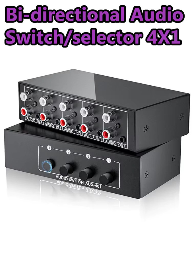VBDWRM Stereo Audio Switch Selector 4-in-1 Bidirektionaler RCA AUX A/B Splitter mit 3,5 mm Klinke, Schwarz - Bild 6