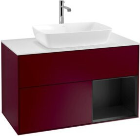 V&B Waschtischunterschrank Finion 100 in Weiß lackiert mit Regal in Blau lackiert, Breite: 100 cm, Tiefe: 50,1 cm, Höhe: 50,1 cm - Bild 1