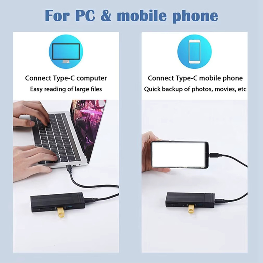 Tragbares Festplattengehäuse USB 3.1 Typ C mit SATA und NVMe Dual Protokoll in Grau - Bild 6