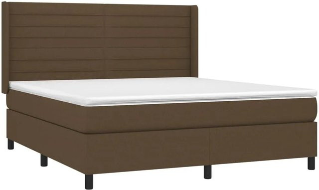vidaXL Boxspringbett mit Matratze und LED-Unterbettbeleuchtung in Dunkelbraun, Hybrid-Bett mit USB-Ladeport und Taschenfederkern, B/T: 160 x 200 cm - Bild 1