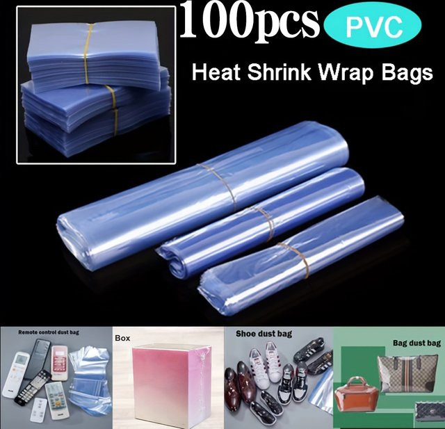 100 Stück transparente PVC-Schrumpffolienbeutel aus Kunststoff zur staubdichten Verpackung - Bild 1