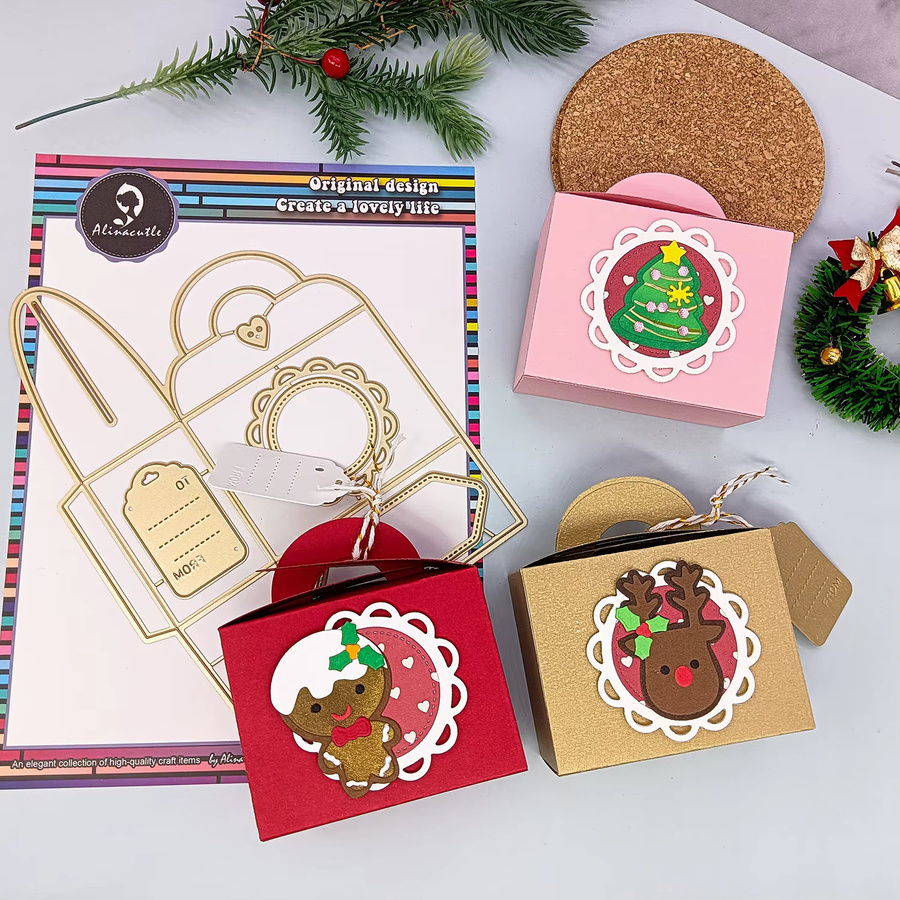 Alinacutle Geschenkbox aus Metall und Papier in Gold für Weihnachtsgeschenke und DIY-Bastelprojekte - Bild 4