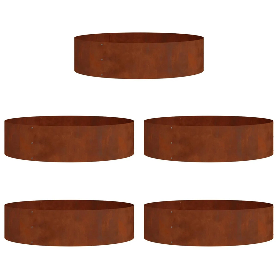 vidaXL Pflanzenring Set aus wetterfestem Stahl in Braun, 5 Stück, B/T/H: 80 x 80 x 20 cm - Bild 2