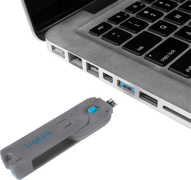 LogiLink USB-Portblocker USB-A Set in Silber und Blau inklusive Schlüssel - Bild 2