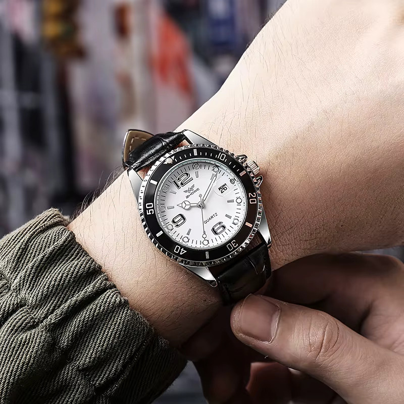 TVK Armbanduhr Quarz, Leder, Weiß, Herren - Bild 3