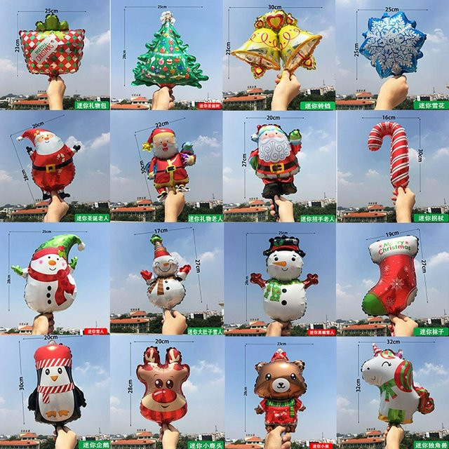 BALONAQ Mini-Weihnachtsballons aus Aluminiumfolie mit Motiven wie Weihnachtsbaum, Lebkuchenmann und Weihnachtsmann für deine Weihnachts- und Geburtstagsdekoration - Bild 1