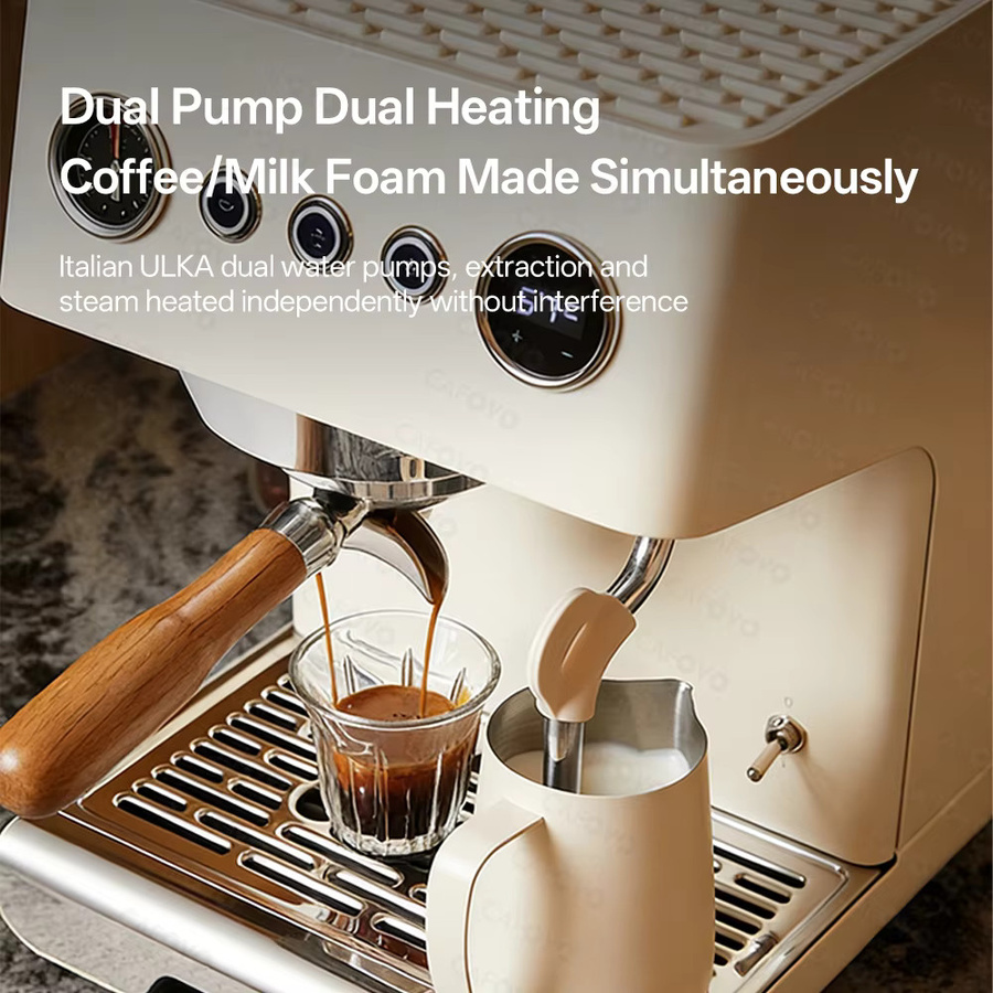 CAFOVO G3028A Halbautomatische Espressomaschine mit Doppelkessel und Doppelpumpe, Weiß, Edelstahl - Bild 2