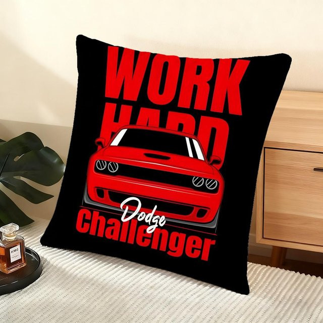 D-dodge Auto-Kissenbezug aus Polyester in Schwarz, weicher Kurzflor mit grafischem Design, B/B: 45 x 45 cm - Bild 1
