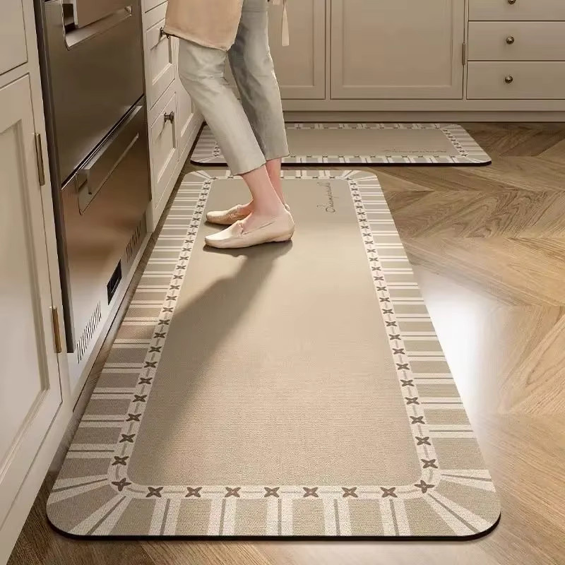 VIKAMA Diatomeenerde Bodenmatte im Vintage-Stil, wasserabsorbierend und rutschfest, beige, B/T: 40 x 40 cm - Bild 1