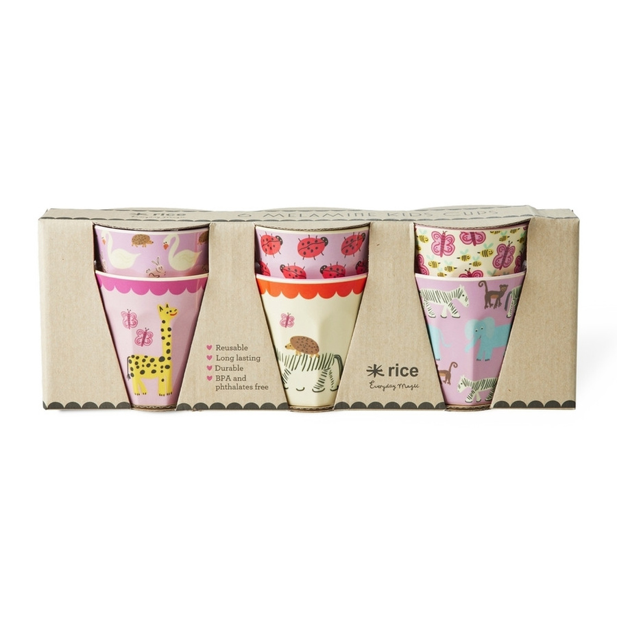 Rice Melamin Becher Wildlife Pink 6er Pack - Bild 1