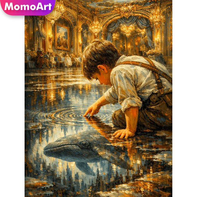 Momoart 5D DIY Diamant-Mosaik Delfin Porträt als Strass Stickerei in Multicolour - Bild 1