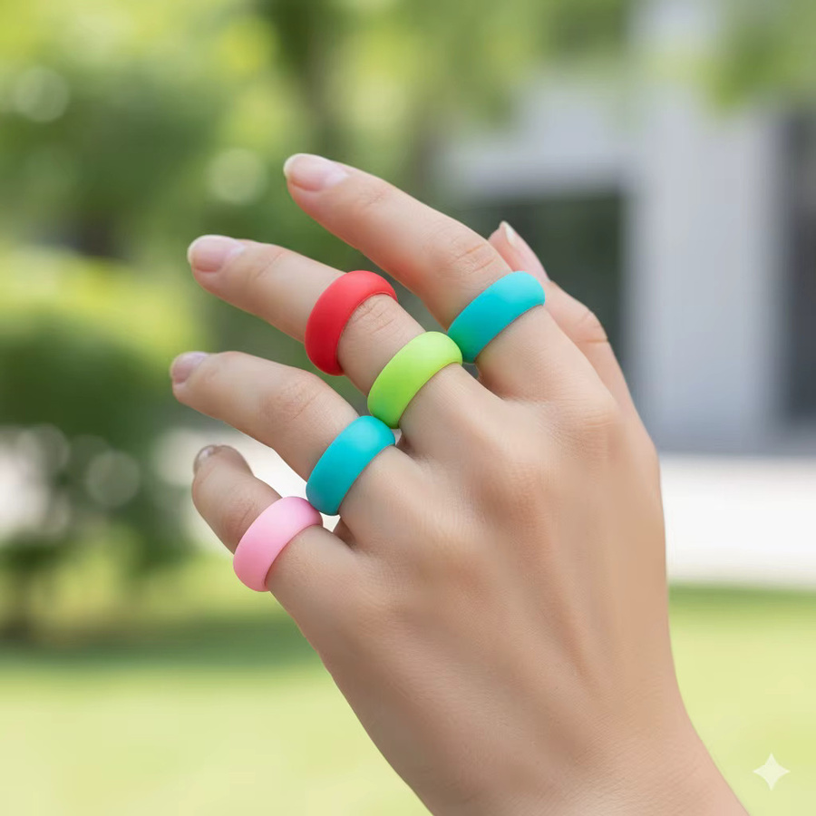 Pinannie Silikonringe, Bunt, Damen, 8 mm breit, Größe 5–12 - Bild 3