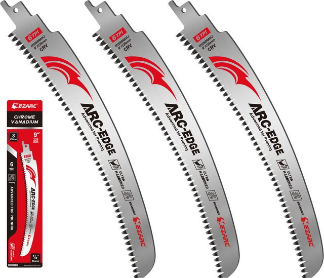 EZARC 3er Set Japanische Bogenklingen-Holzsägeblätter, 225 mm, 6TPI, Silber - Bild 1