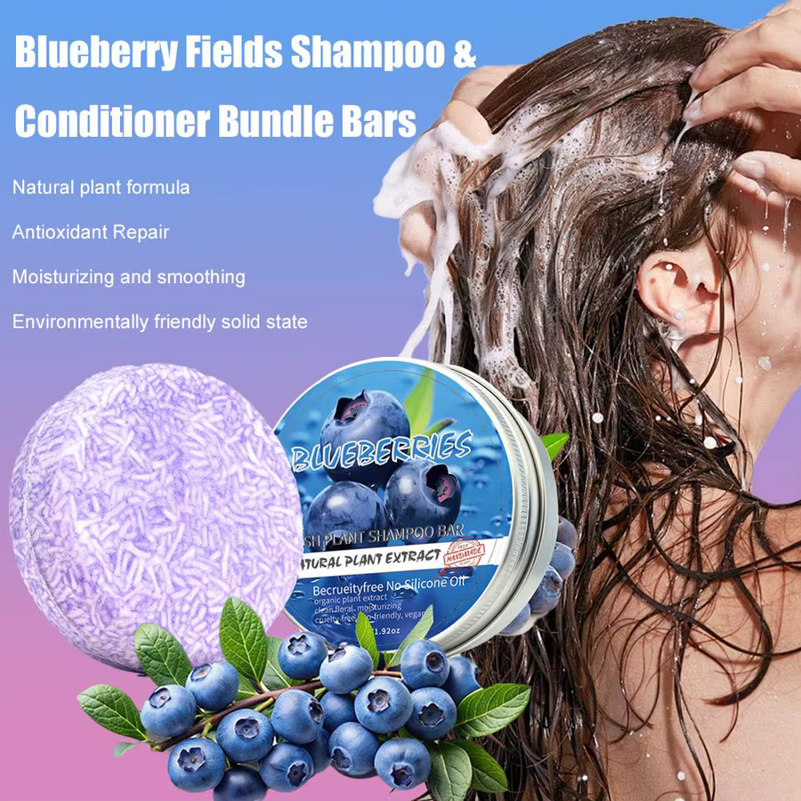 Blaubeer Shampoo & Conditioner Bar Set, Feines Haar, Unisex - Bild 4