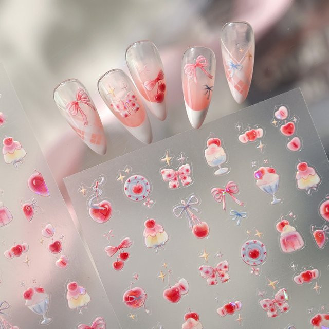 NAILFYOU Nagelaufkleber Kirschbogen Cupcake Stern Glitzer, Schimmernd - Bild 1