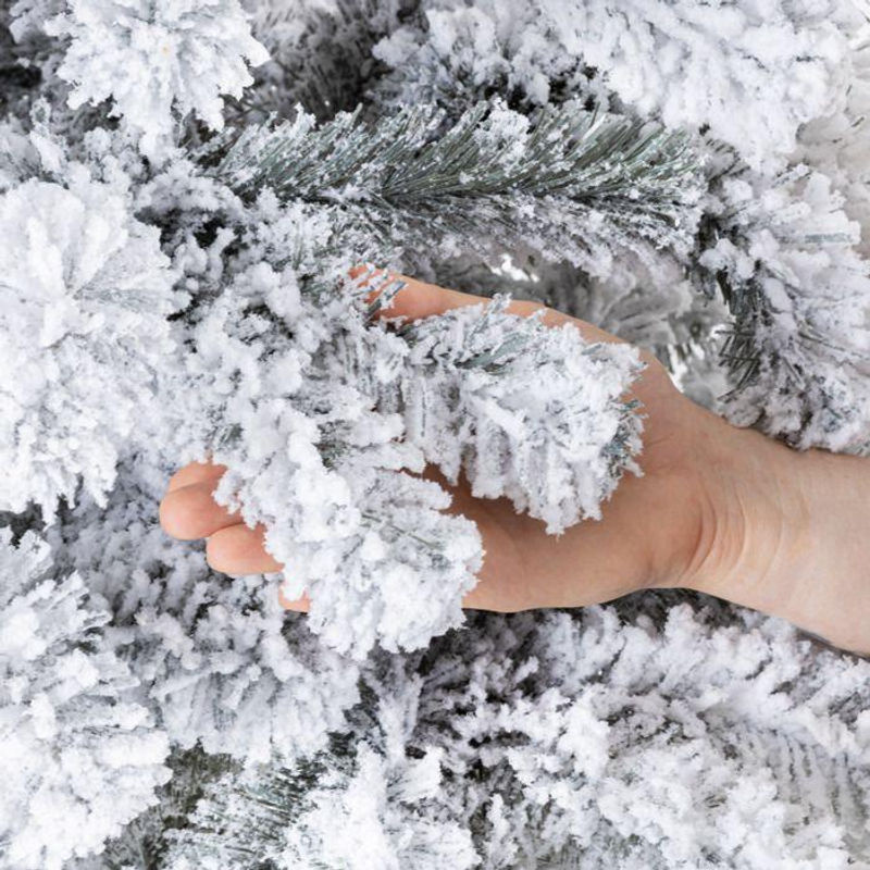 SPRINGOS Künstlicher Weihnachtsbaum Fichte in Grün und Weiß, Höhe: 220 cm, Rustikale Dekoration mit Naturstamm - Bild 3
