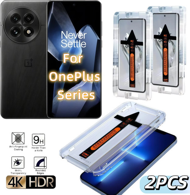 2 Stück OnePlus Displayschutzfolie aus gehärtetem Glas, transparent, kratzfest und HD-klar für OnePlus 13 12 11 10 9 8 Ace 3 2 Pro - Bild 1