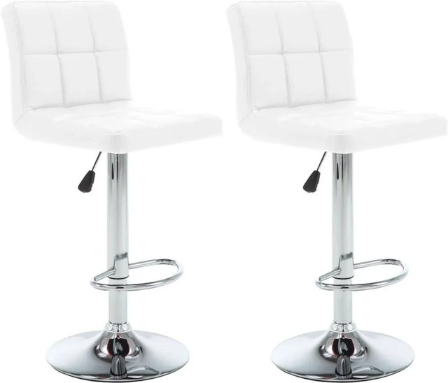 vidaXL Barhocker 2er Set Weiß Kunstleder und Stahl modern B/T/H: 40 x 47 x 111 cm - Bild 1