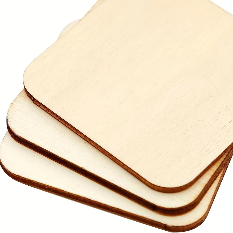 50 Stück unlackierte Holzquadrate in Beige für DIY-Handwerk, Malerei und Gravur, Breite: 5,08 cm, Breite: 5,08 cm - Bild 2
