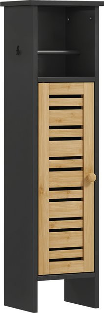 Aosom HOMCOM Badezimmerschrank aus Bambus und Holz in Schwarz und Beige mit Toilettenpapierhalter und 3 Ebenen, B/T/H: 21 x 17 x 78 cm - Bild 1
