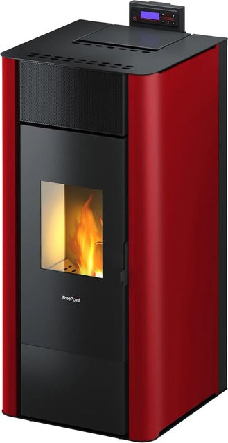 Freepoint Pelletofen Tesis in Bordeaux Rot mit 22,8 kW Leistung und wasserführendem System - Bild 1