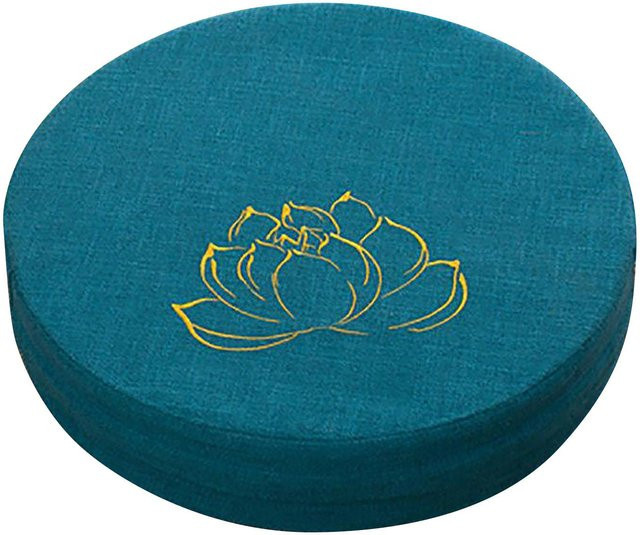 TOMTOP JMS Meditationskissen rund aus Baumwollleinen und Hartschaum in See-Blau mit abnehmbarem und waschbarem Bezug - Bild 1
