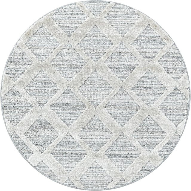 Ayyildiz Hochflorteppich Pisa 4703 Grau Rund Ø 160 cm - Bild 1