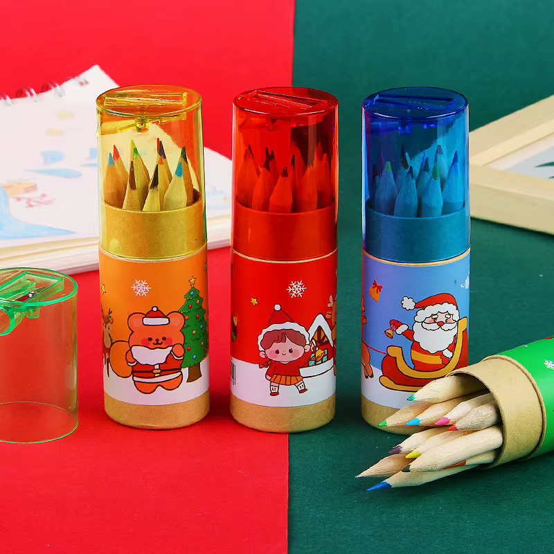 12-Farben-Cartoon-Buntstifte-Set in Mehrfarben für die Schule und zum Zeichnen - Bild 1