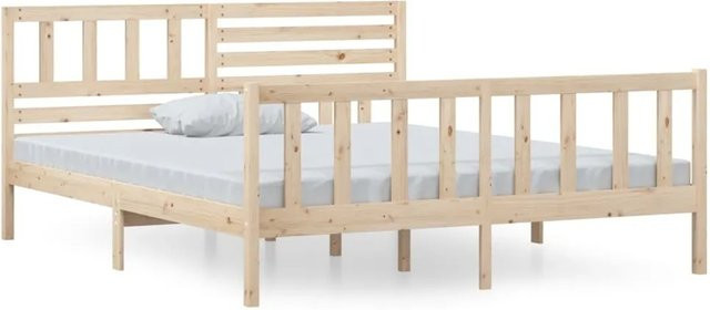 vidaXL Massivholzbett aus Kiefernholz in Braun mit rustikaler Optik, B/T/H: 140 x 190 x 146 cm - Bild 1