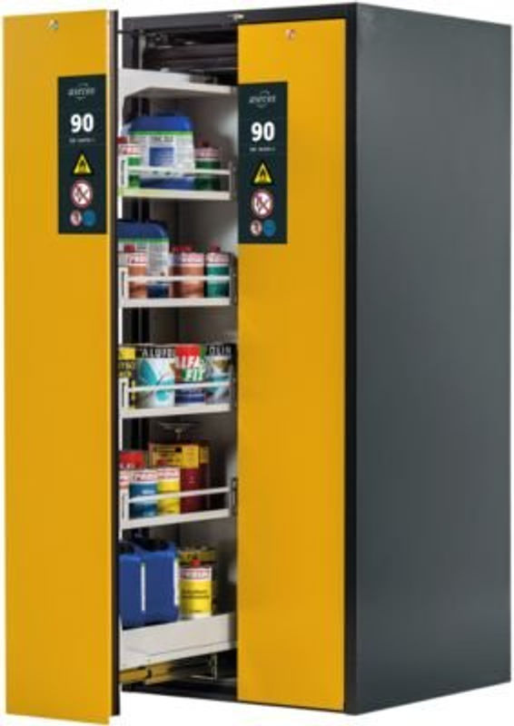 Asecos Sicherheitsschrank Typ 90 V-MOVE-90 mit 2 Vertikalauszügen in Anthrazitgrau/Goldgelb - Bild 3