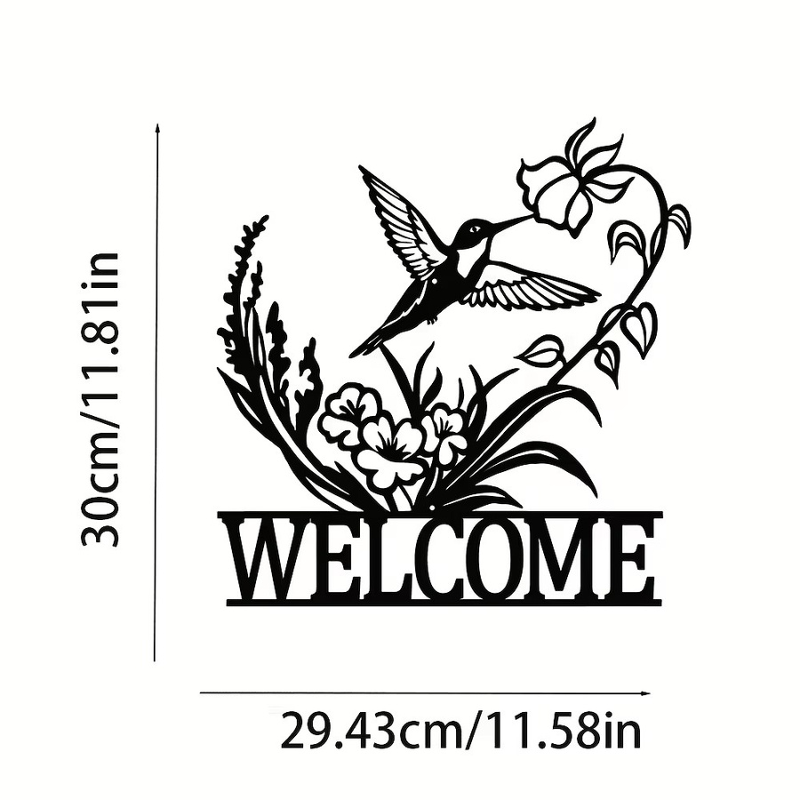 CIFBUY Wandkunst aus Metall in Schwarz mit Eulen-, Schmetterlings- und Kolibri-Motiv für minimalistische Außendekoration - Bild 2