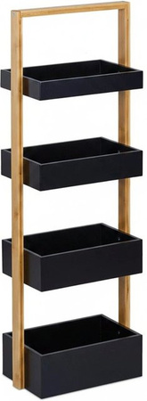 Relaxdays Badregal aus Bambus und MDF in Schwarz, freistehend, H x B x T: 88 x 30 x 18 cm