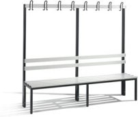 C+P Garderobenbank Basic Hall Tree mit Sitzbank und Haken, Farbe Sitzleisten Lichtgrau, Gestell Schwarzgrau, H x B x T: 165,0 x 196,0 x 40,3 cm